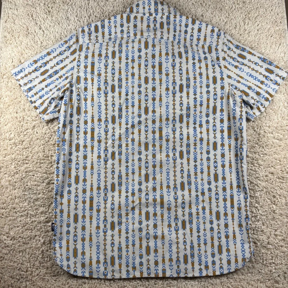 The North Face Mens Button Up Large White Aztec Geometric Short Sleeve Gorpcore